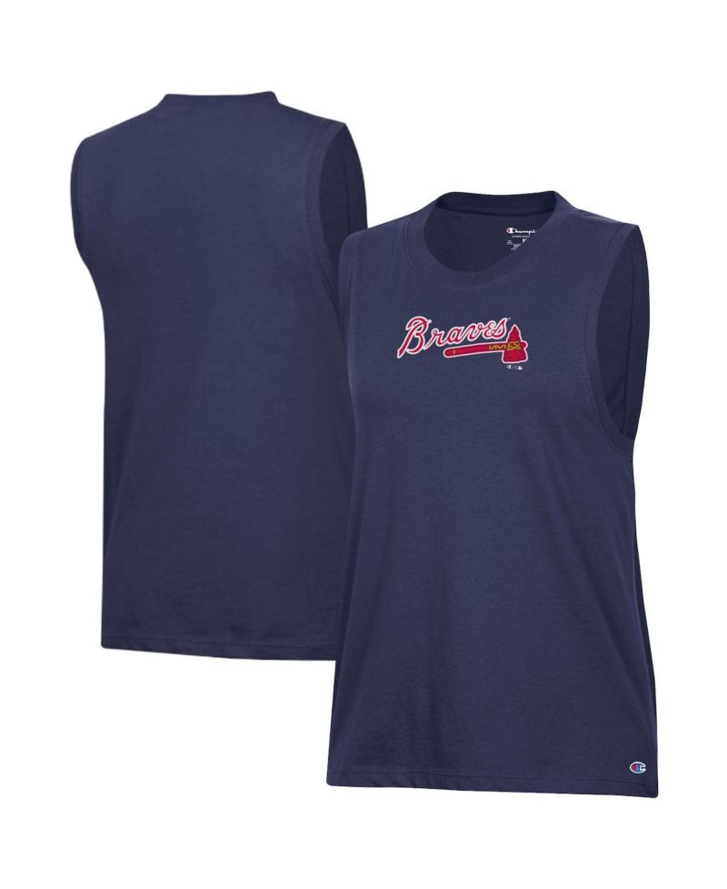 Women's Navy Atlanta Braves Muscle Tank Top