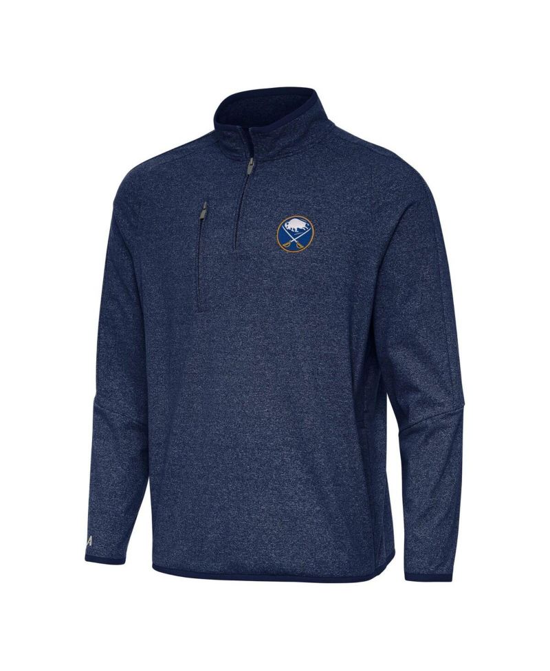 Men's Heather Navy Buffalo Sabres Certain Quarter-Zip Tri-Blend Sweatshirt