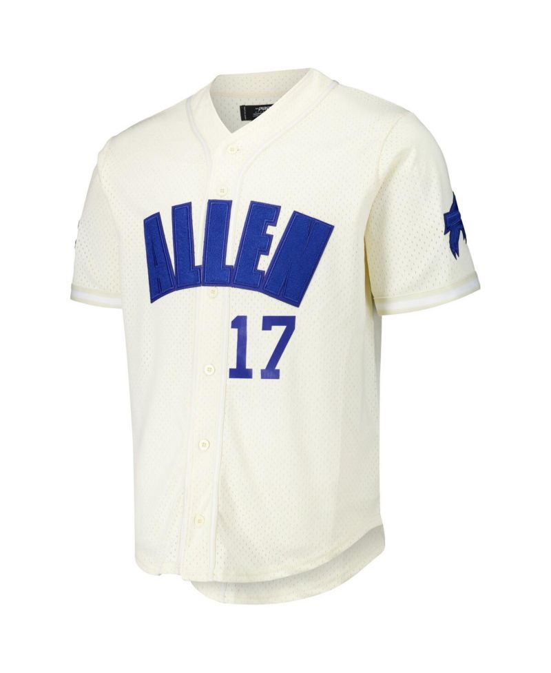 Men's Cream Josh Allen Buffalo Bills Name & Number Triple Tonal Button-Up Baseball Jersey