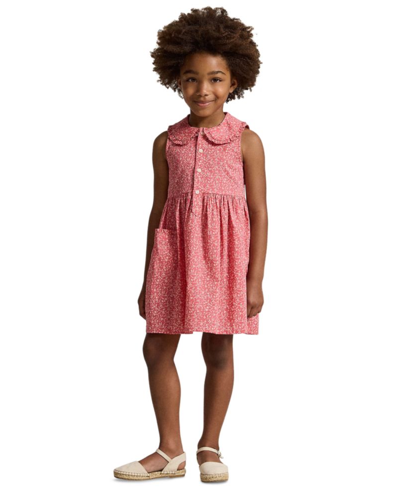 Girls' 2T-6X Floral Sleeveless Shirt Dress