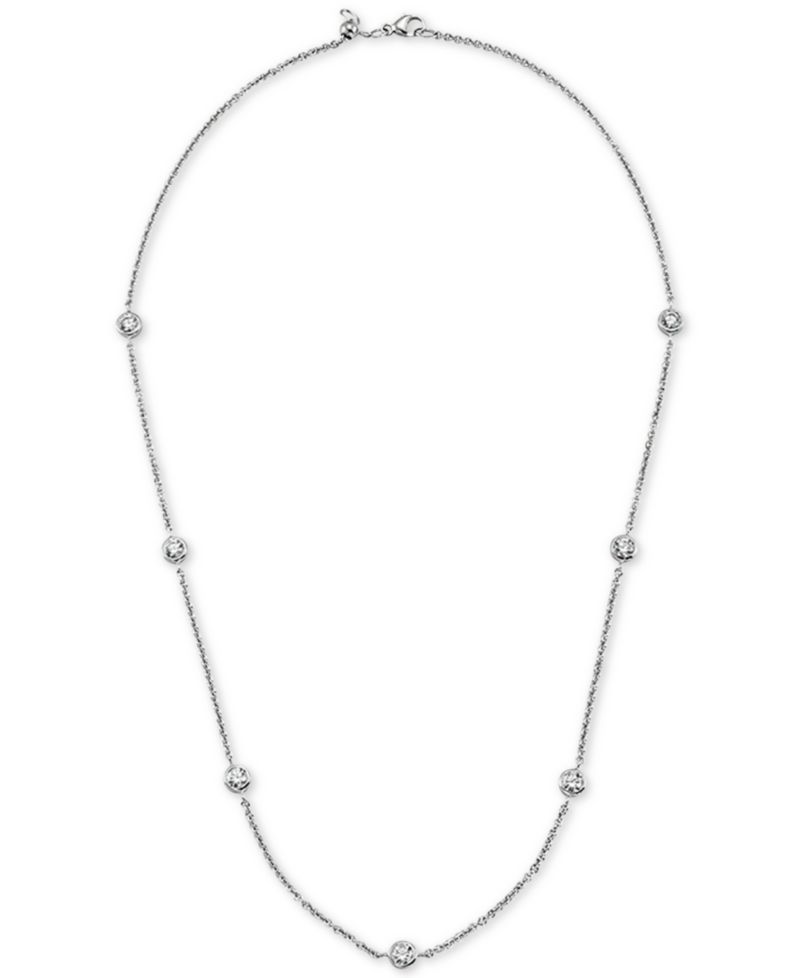 Sterling Silver Necklace, White Round-Cut Cubic Zirconia 7-Station Necklace (3-1/6 ct. t.w.)