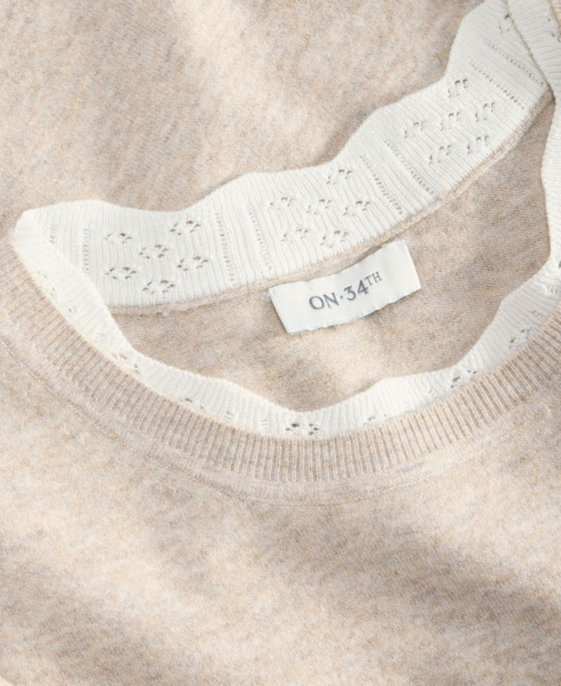 Women's Short-Sleeve Scallop-Trim Sweater
