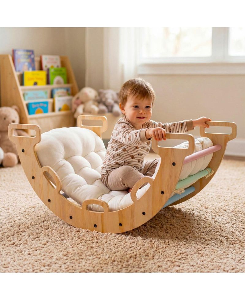 Montessori 3-in-1 Wooden Rocking Climbing Arch