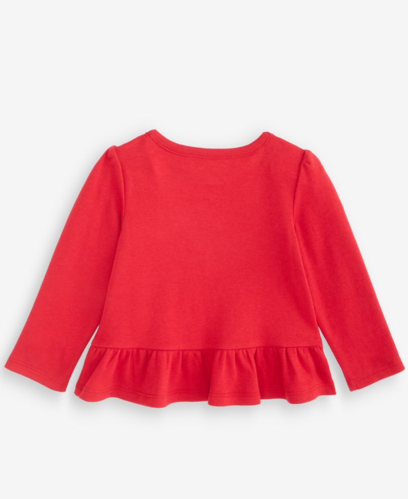 Baby Girls' 3M-24M Mix & Match Long-Sleeve Candy Cane Peplum T-Shirt