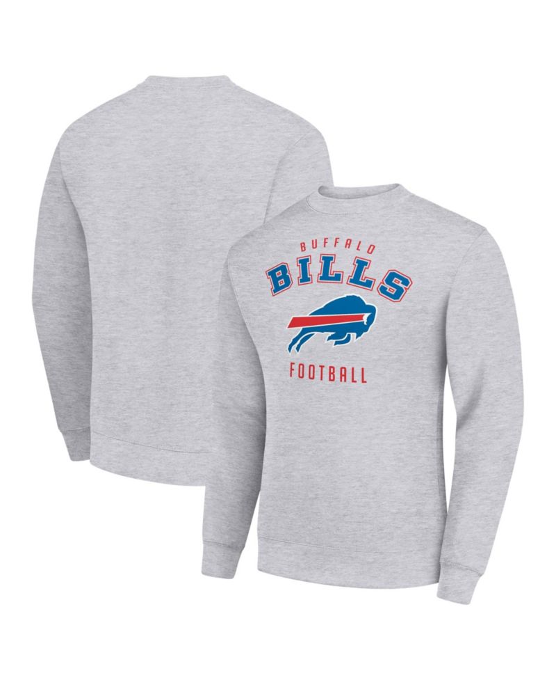 Men's Heather Gray Buffalo Bills Team Logo Pullover Sweatshirt