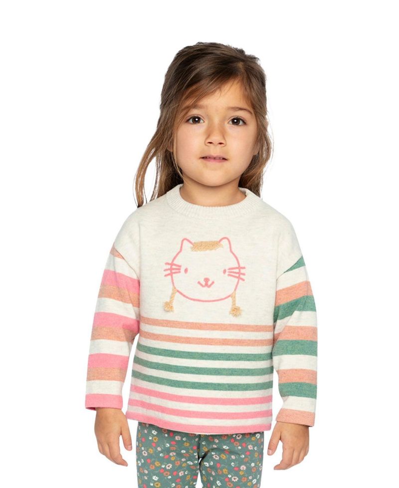 Little and Big Girl 6-8 Years Knitted Stripe Sweater