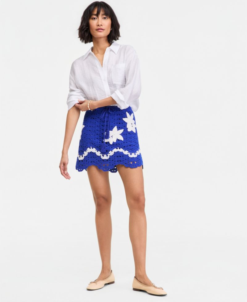 Women's 3D Flower Crochet Mini Skirt