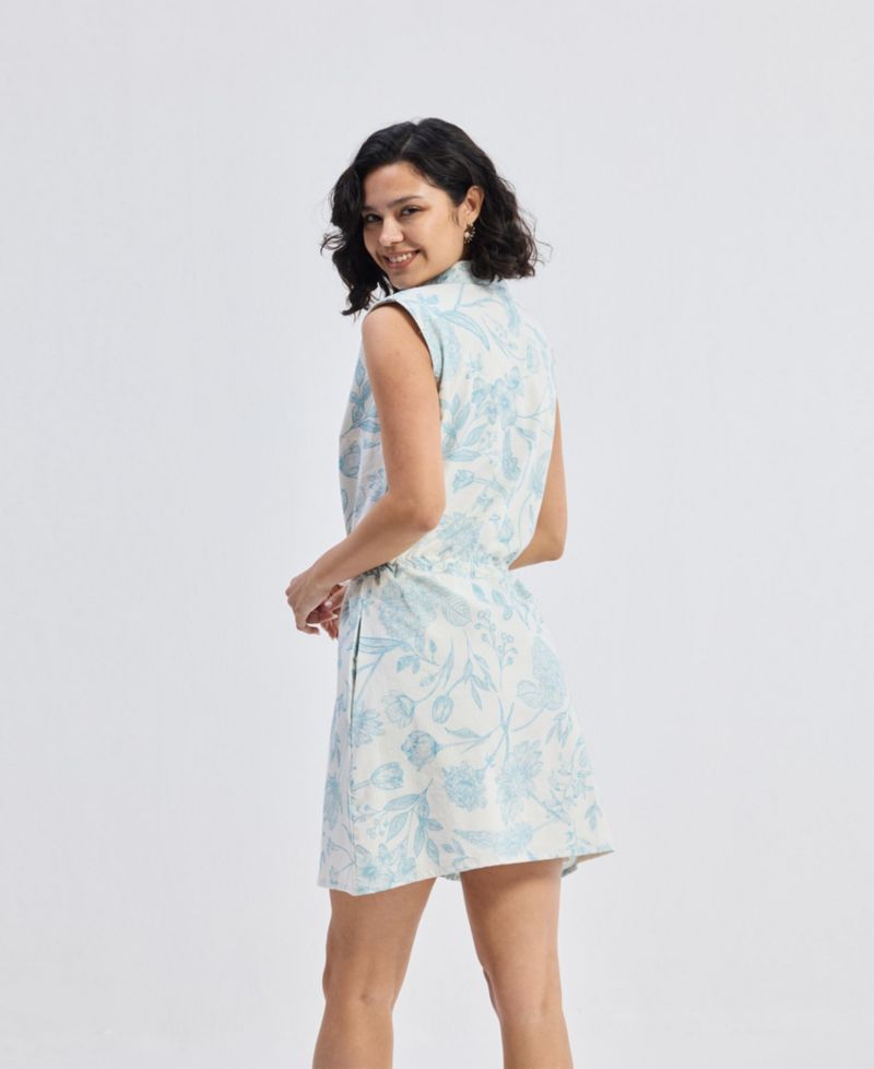 Women's Drawstring Shirt Dress in Florals