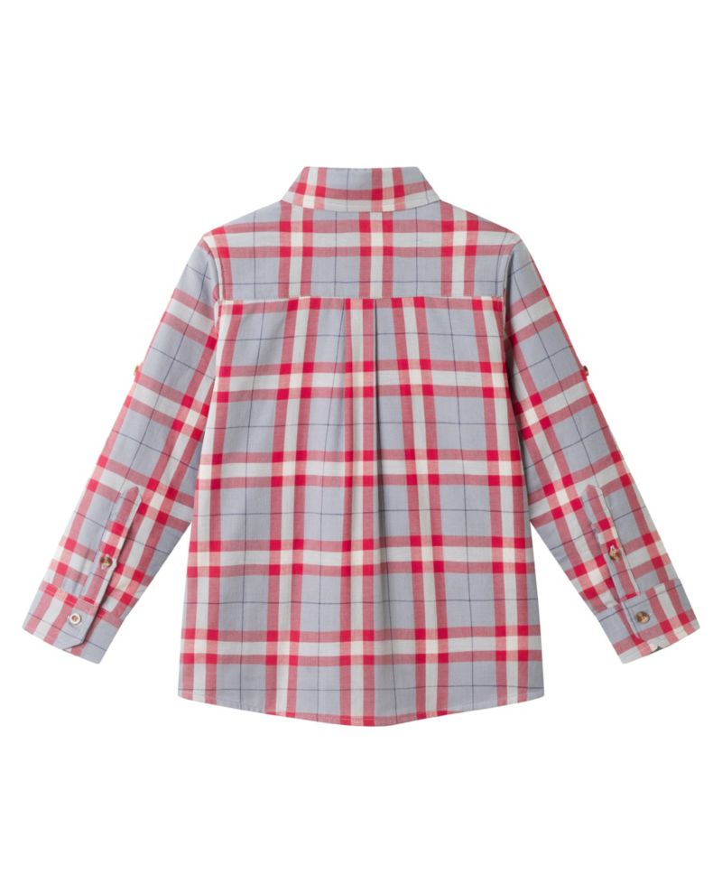 Toddler Boys Toddler/Child Grey/Red Plaid Flannel Buttondown