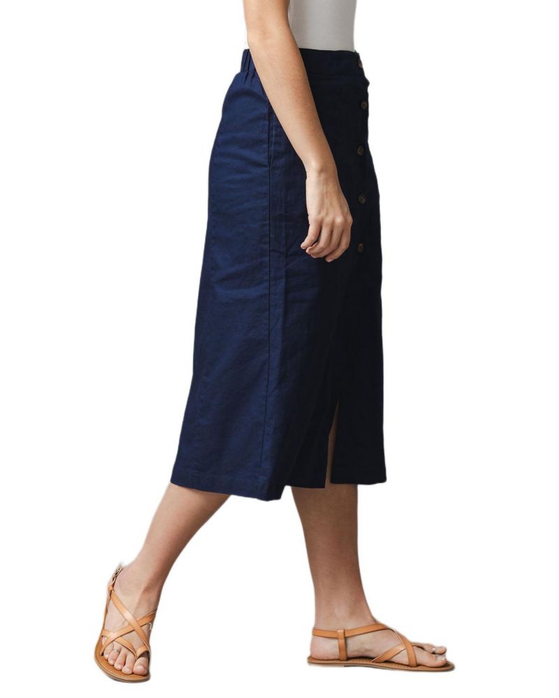 Women's Linen Button Front Skirt