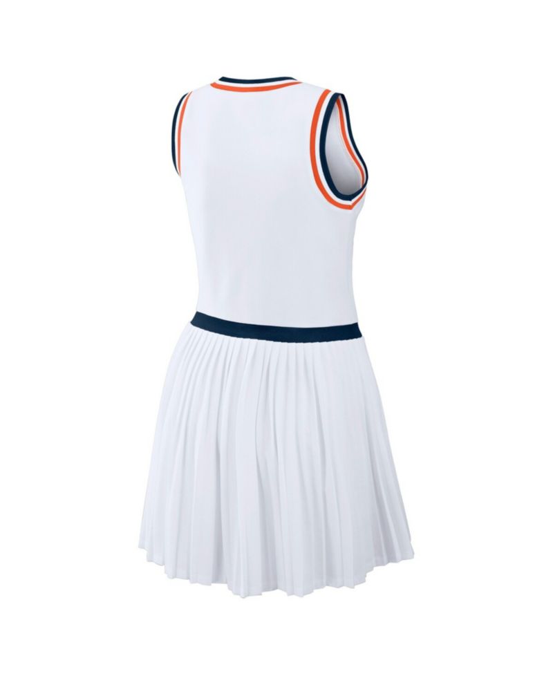 Women's White Houston Astros Zip-Front Pleated Tri-Blend Scoop Neck Tank Dress