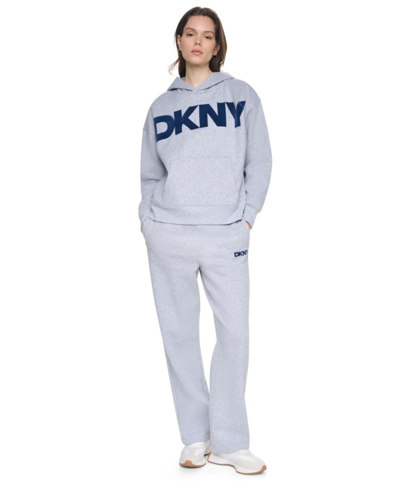 Women's Flocked Logo Relaxed-Fit Hoodie
