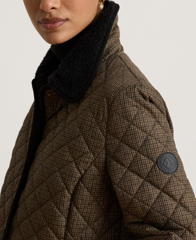 Women's Faux-Sherpa-Collar Quilted Coat
