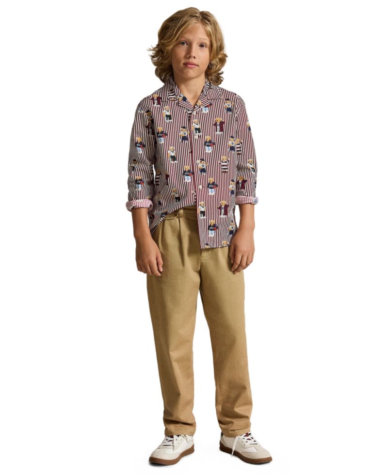 Boys' 8-20 Polo Bear Striped Cotton Shirt