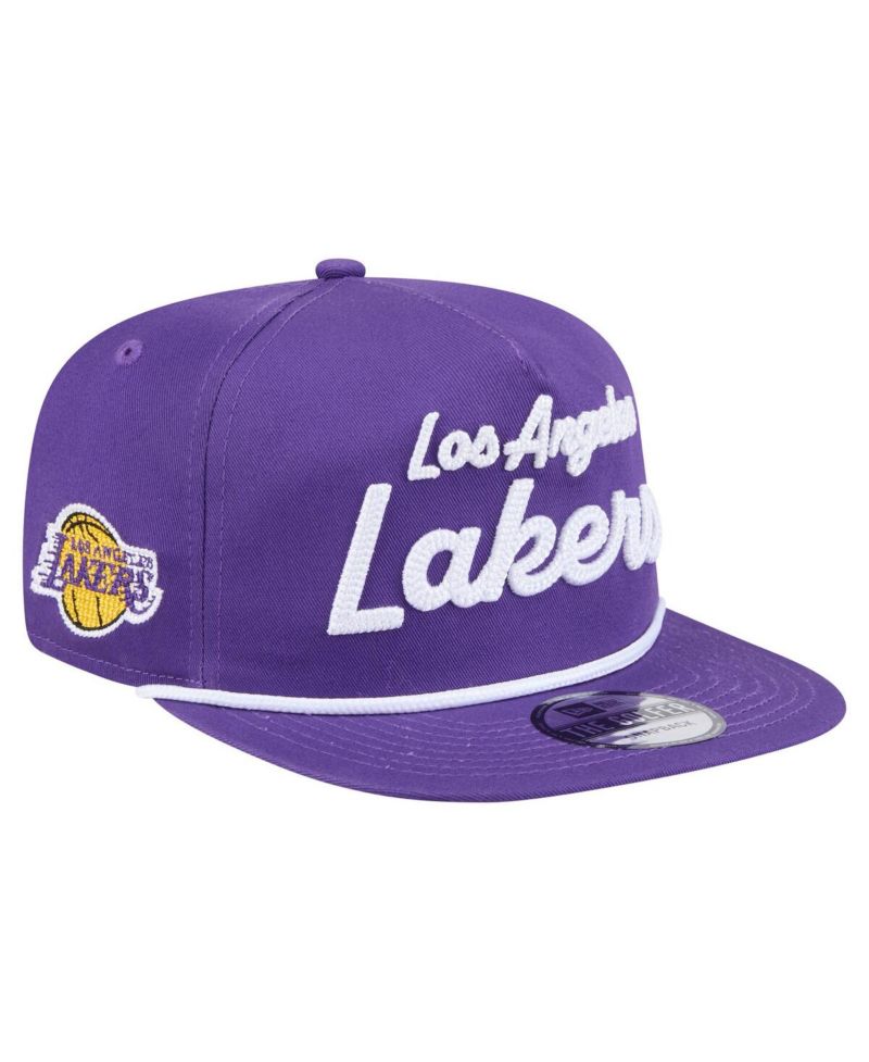 Men's Purple Los Angeles Lakers Team Text Golfer Snapback Hat