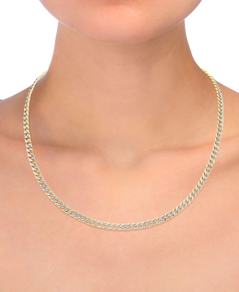 Double-Sided Cuban Link Chain Bracelet and Necklace (4.5mm) Collection in 10k Two-Tone Gold