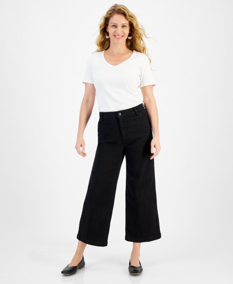 Women's High-Rise Wide-Leg Crop Jeans