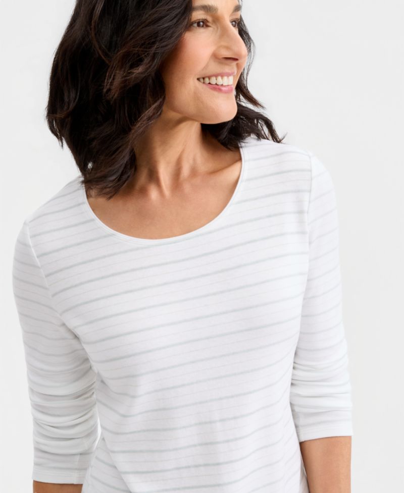 Women's Printed Long-Sleeve Scoop-Neck Top