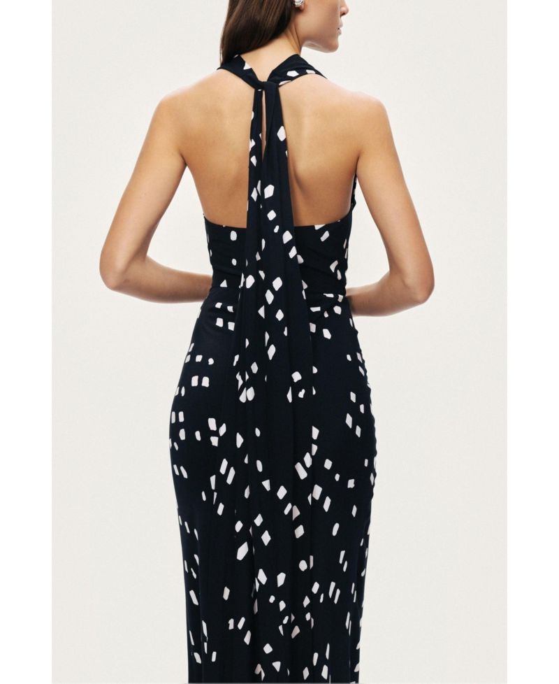 Women's Printed Halter Neck Maxi Dress
