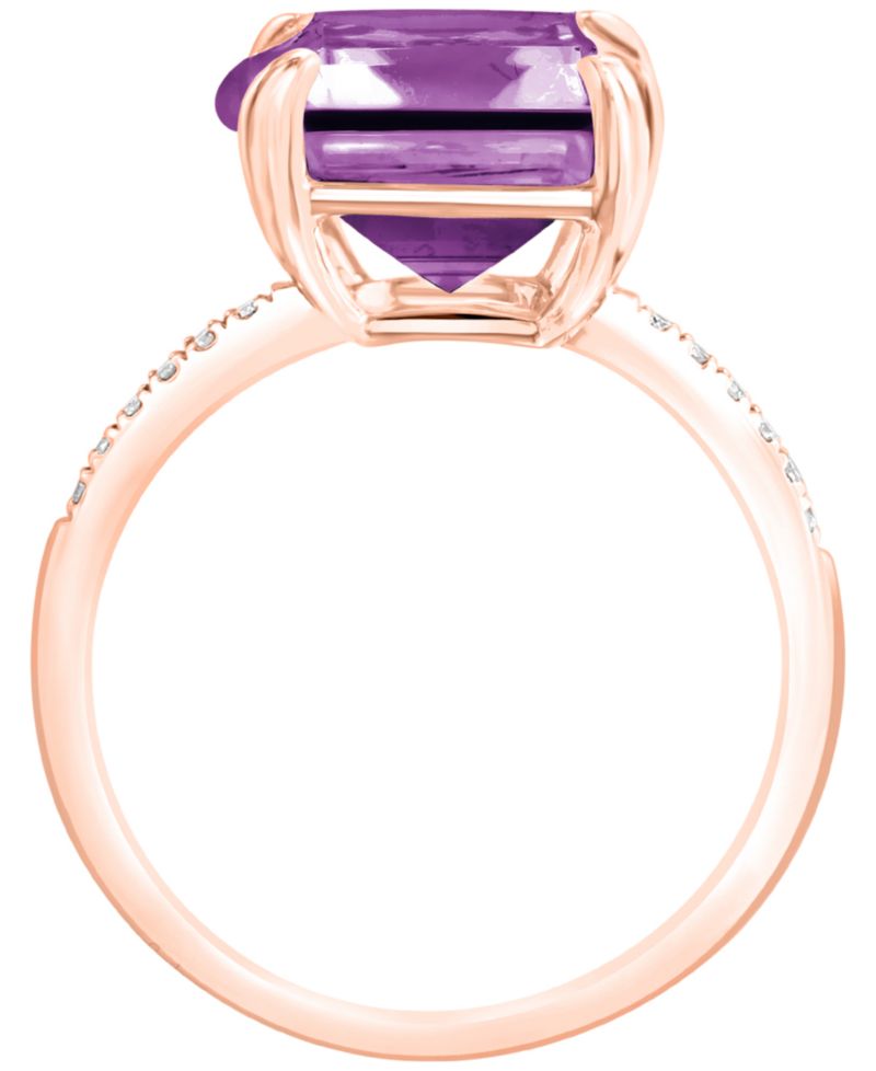 Amethyst (7-1/6 ct. t.w.) & Diamond (1/20 ct. t.w.) Ring in 14k Rose Gold (Also in Blue Topaz, Onyx, Green Amethyst, Citrine)