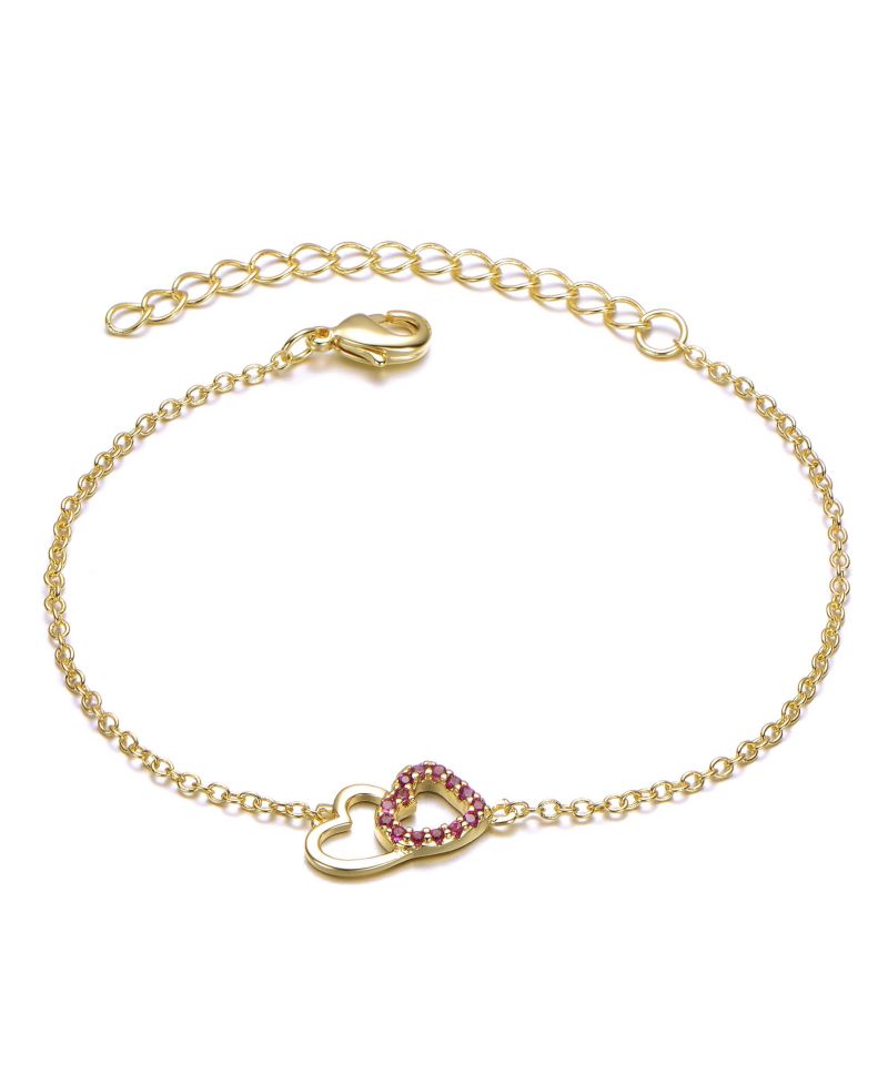Kids 14K Gold Plated Cubic Zirconia Heart Entwined Bracelet