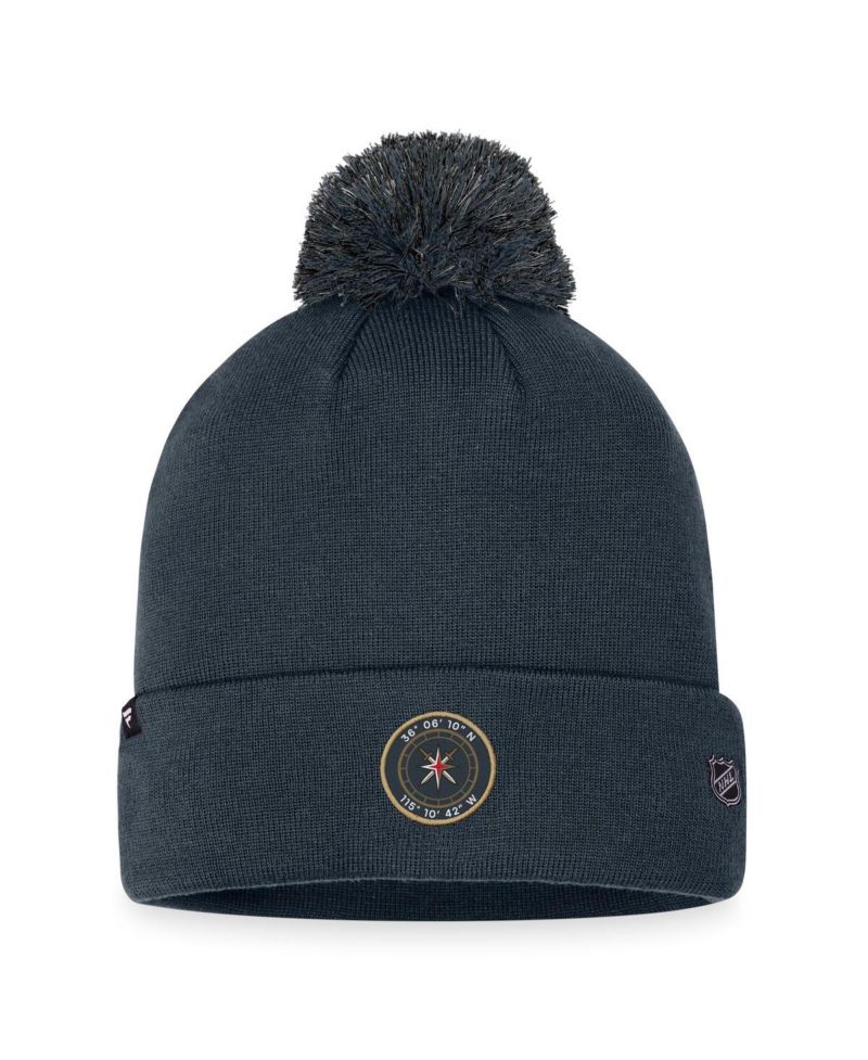 Men's Charcoal Vegas Golden Knights 2023 NHL Draft Cuffed Knit Hat with Pom