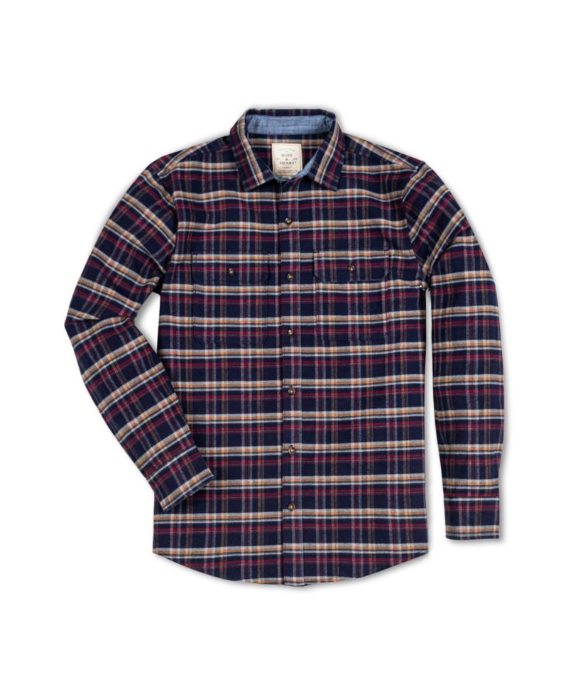 Men's Hope and Henry Organic Long Sleeve Flannel Double Pocket Button Down Shirt