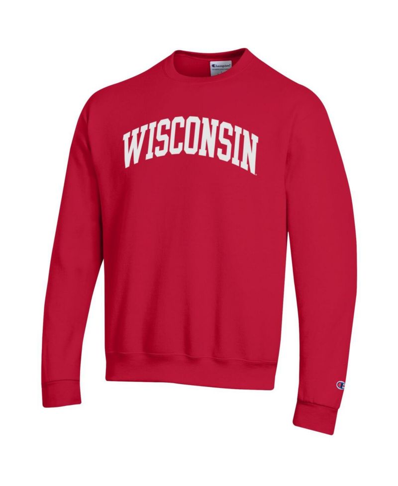 Men's Red Wisconsin Badgers Basic Arch Fleece Pullover Sweatshirt