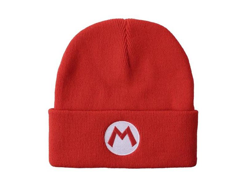Men's Embroidered M Logo On Red Cuff Beanie