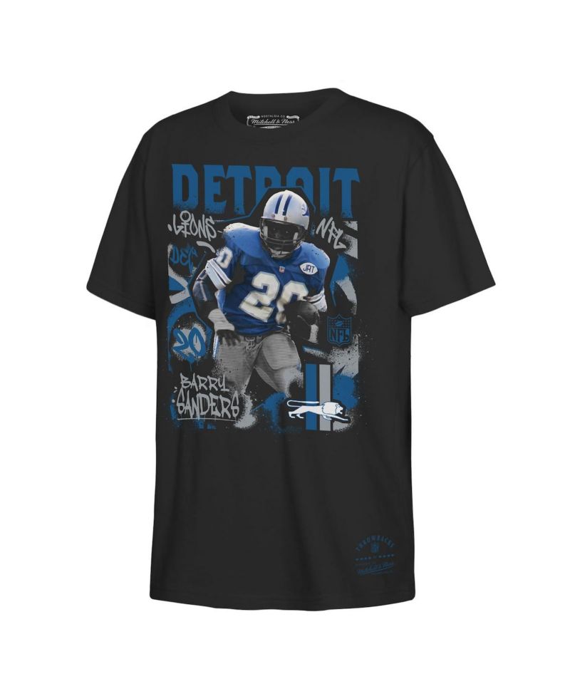 Big Boys and Girls Barry Sanders Black Detroit Lions Star Player T-Shirt