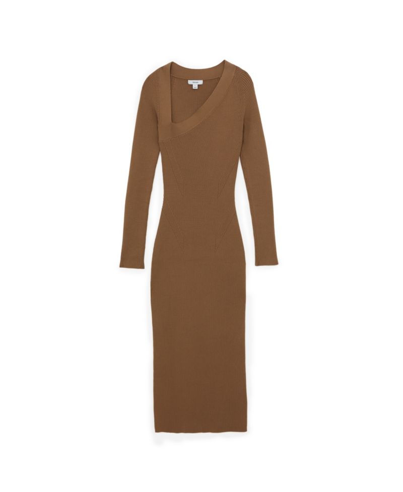 Women's Off-the-Shoulder Rib-Knit Midi Dress