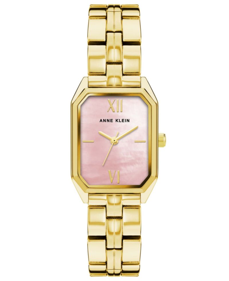 Women's Three Hand Quartz Gold-Tone Alloy Link Bracelet Watch, 24mm