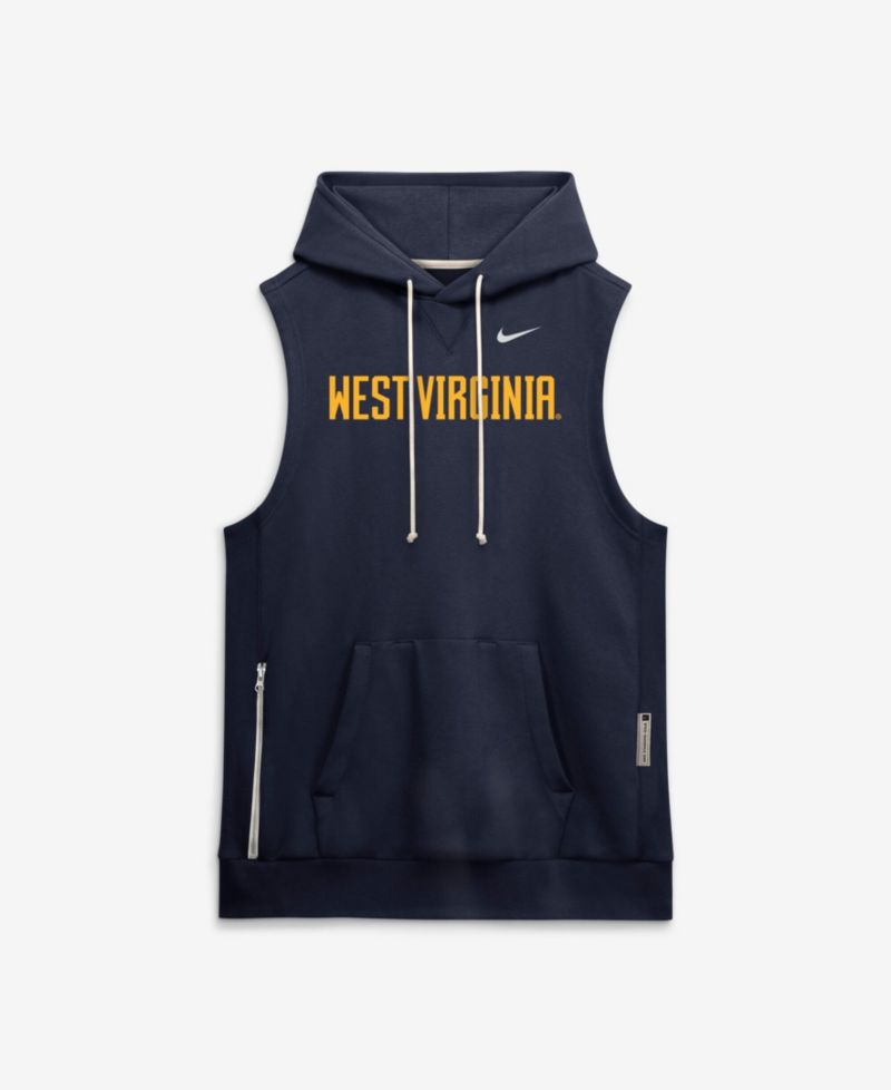 Men's Navy West Virginia Mountaineers 2026 Sideline Sleeveless Dri-FIT Hoodie
