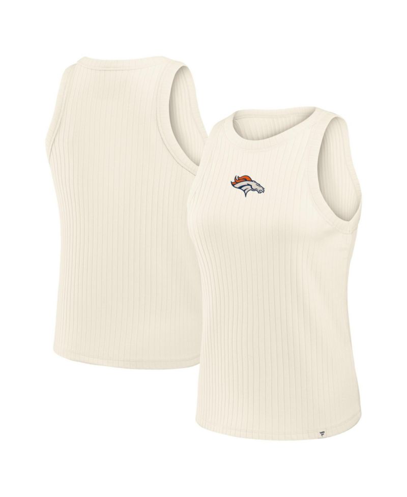 Women's Cream Denver Broncos Star Play Tri-Blend Ribbed Tank Top