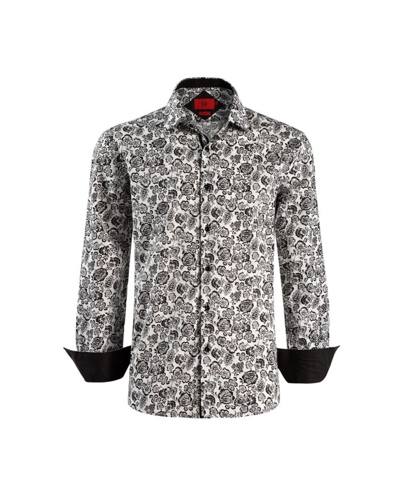 Big Boys White Slim Fit Paisley Print Shirt