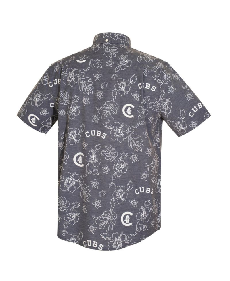 Men's Navy Chicago Cubs Cooperstown Kekai Performance Button-Down Tri-Blend T-shirt