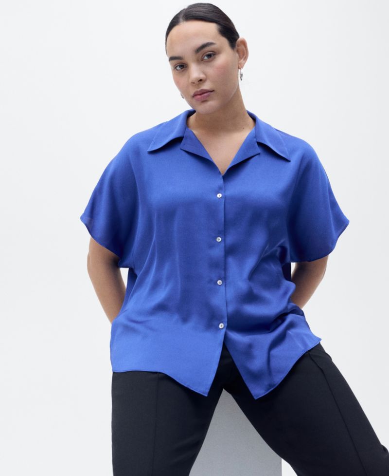 Women's Short-Sleeved Satin Shirt