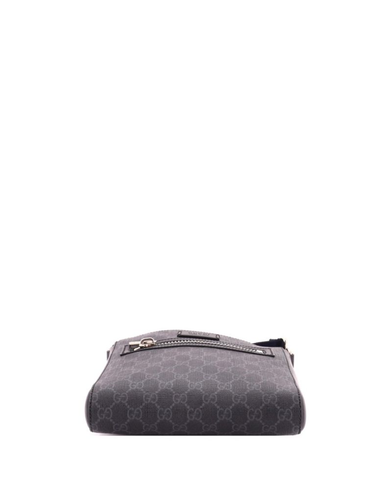 Small Web Strap Front Zip Messenger Bag GG Coated Canvas