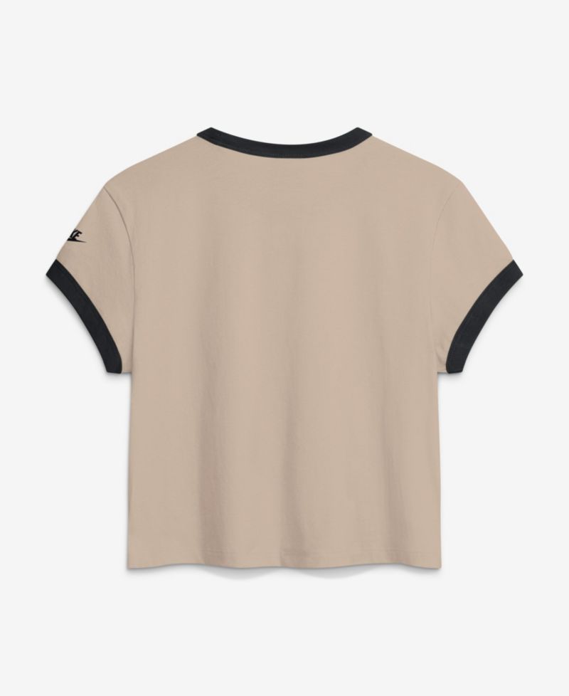 Women's Beige Pittsburgh Steelers Rewind Ringer Mod Cropped T-Shirt