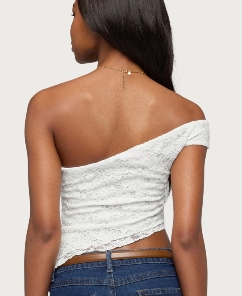 Women's Asymmetric One Shoulder Lace Top