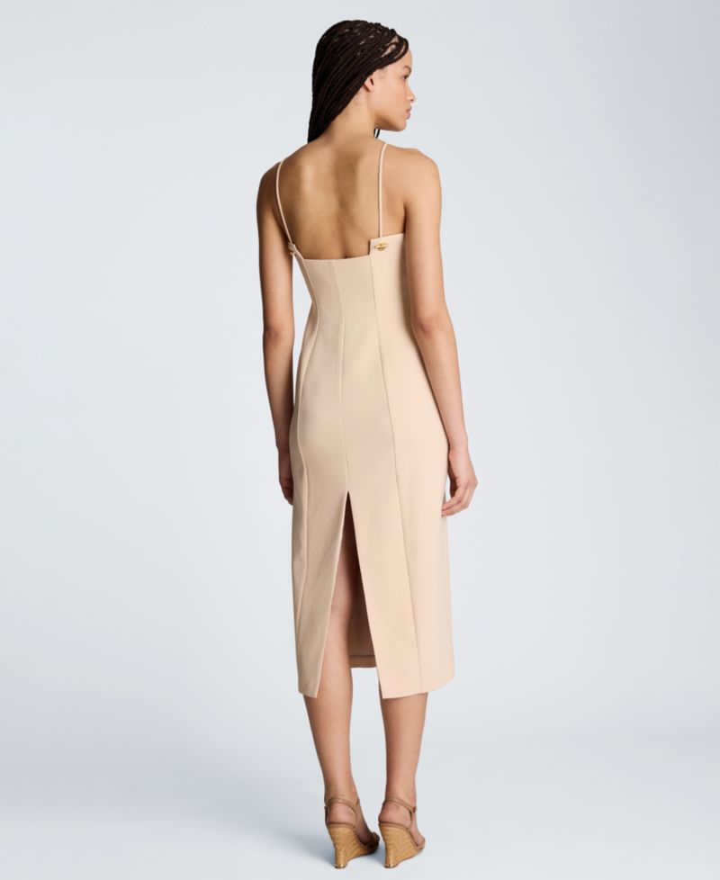 Women's Square Neck Grommet Midi Dress