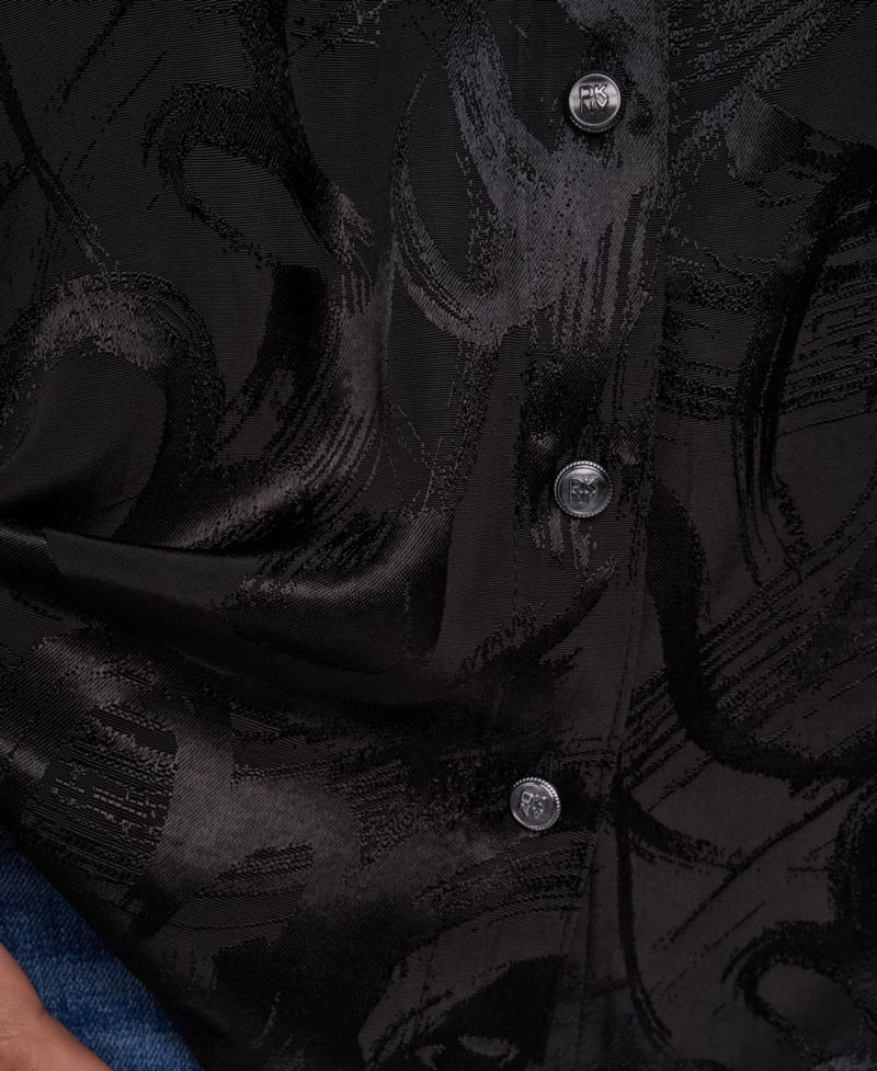 Women's Roll-Tab Jacquard Blouse