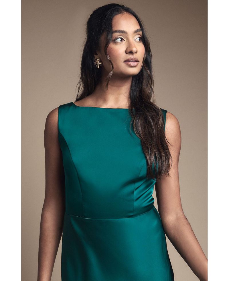 Women's Sleeveless Satin Bridesmaid Dress