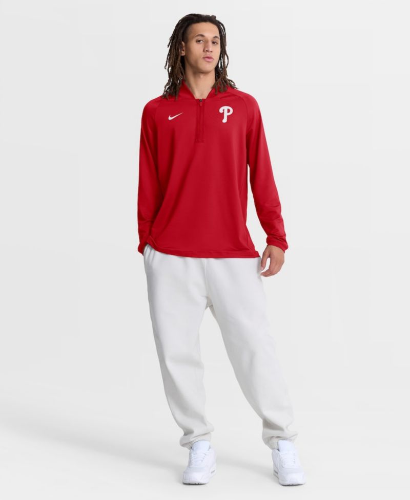 Men's Red Philadelphia Phillies Authentic Collection Dri-FIT Raglan Half-Zip Pullover Sweatshirt