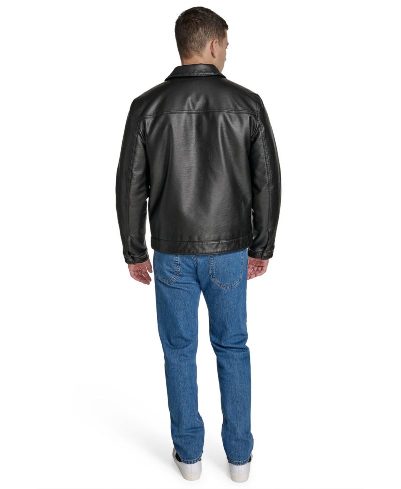 Men's Faux Leather Trucker Jacket