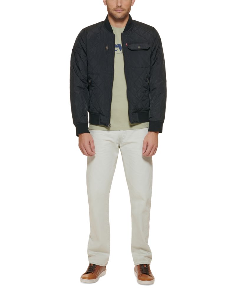 Men's Regular-Fit Diamond-Quilted Bomber Jacket