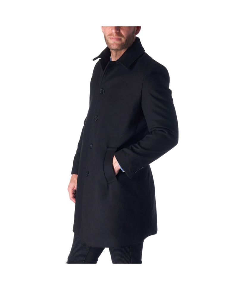 Orson Mens Wool Blend Top Coat Winter Car Coat Long Tailored Jacket