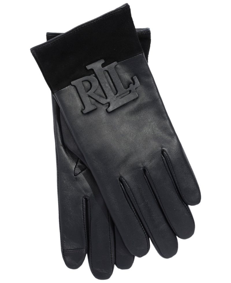 Raised Logo Leather Touch Gloves