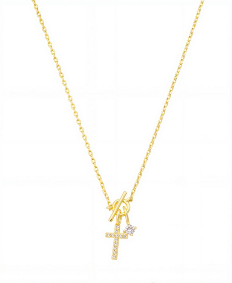 Cubic Zirconia Cross Round Cubic Zirconia Necklace