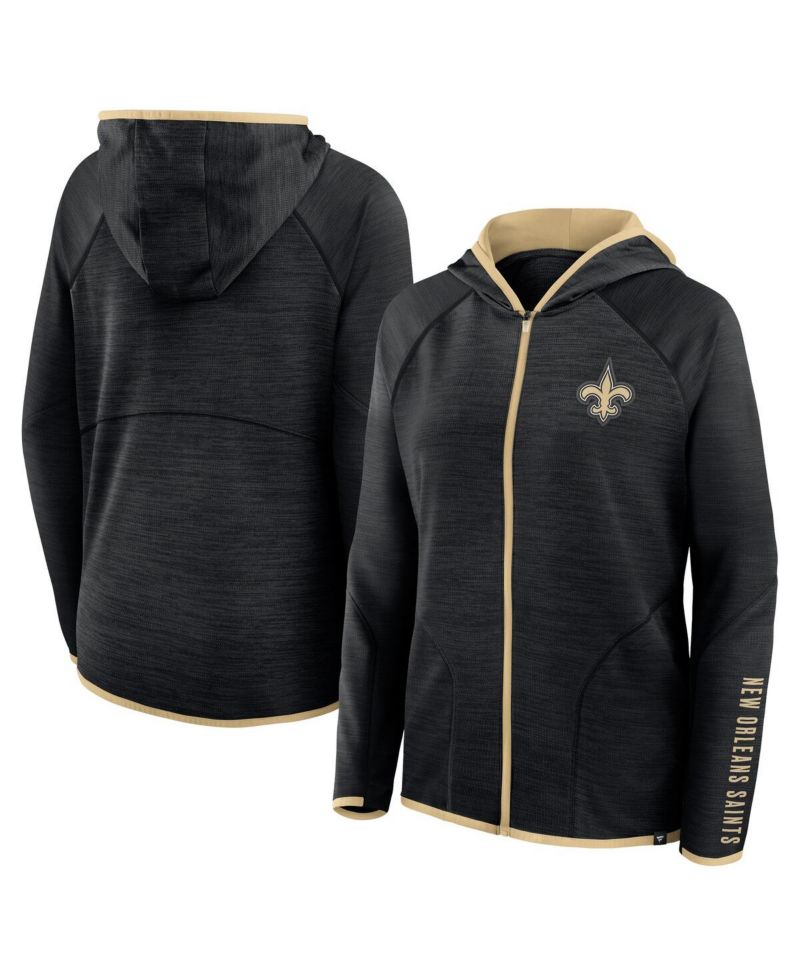 Women's Black New Orleans Saints Redzone End Around Pass Raglan Full-Zip Hoodie